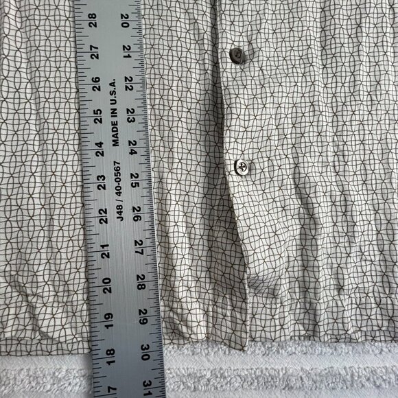 Patrick James West Coast Classic Mens Geometric Print Shirt XXL Ivory Silk Blend - Picture 7 of 7